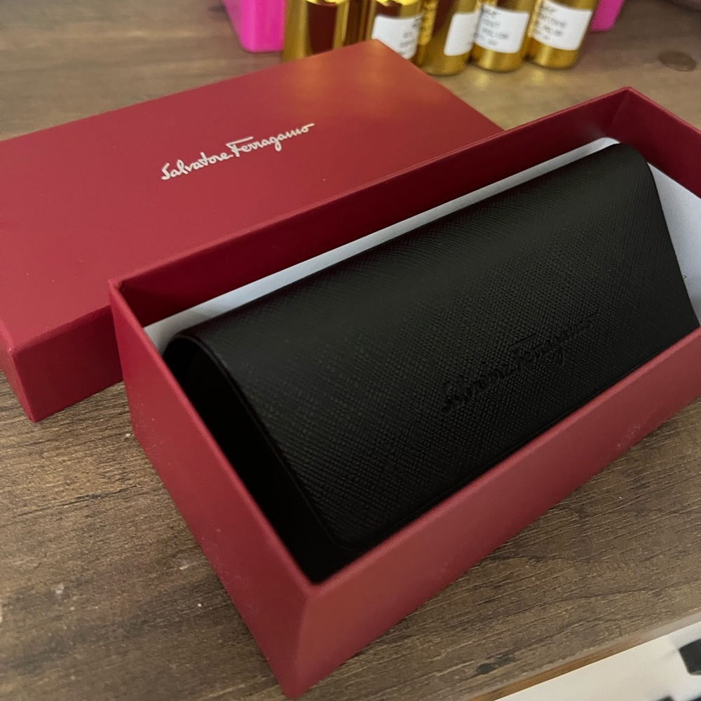 Salvatore Ferragamo sunglasses case and box.
